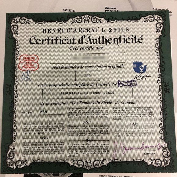 1910 Ganeau's Women of the Century Porcelian COA - Picture 7 of 8